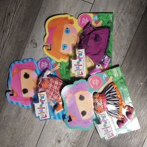 Lalaloopsy | Doll Clothes Bundle | 3 New Outfits - Party Dress, Coat & Overalls
